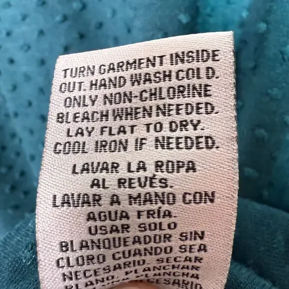 Zac & Rachel Woman 2X Green Swiss Dot Lace Yoke Blouse Long Sleeve Flowy Top - Picture 7 of 8